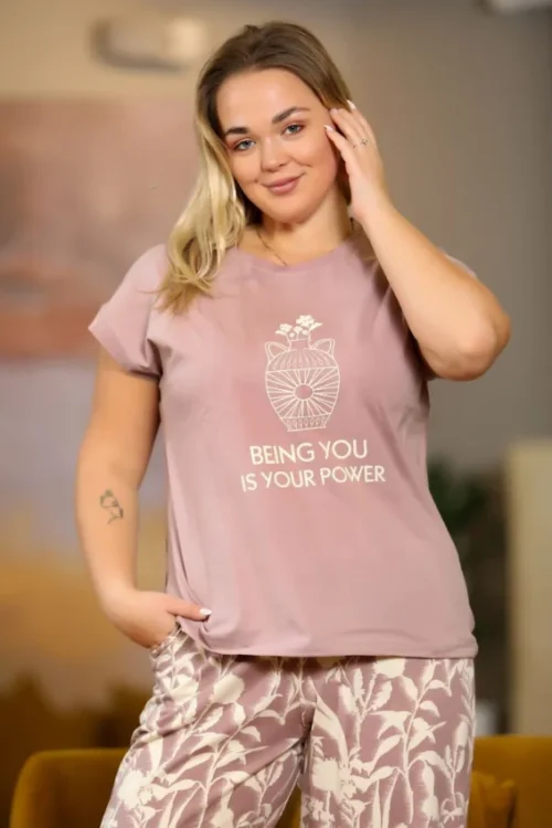 Floral Pattern Short Sleeve Pajama Set - Image 2