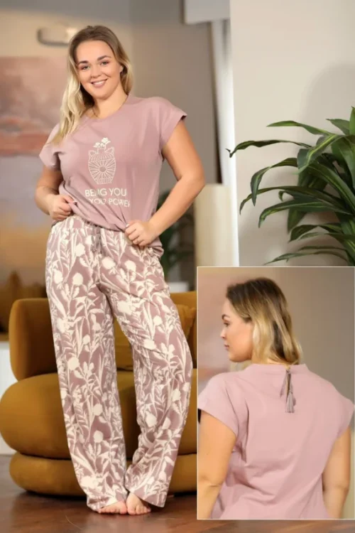 Floral Pattern Short Sleeve Pajama Set
