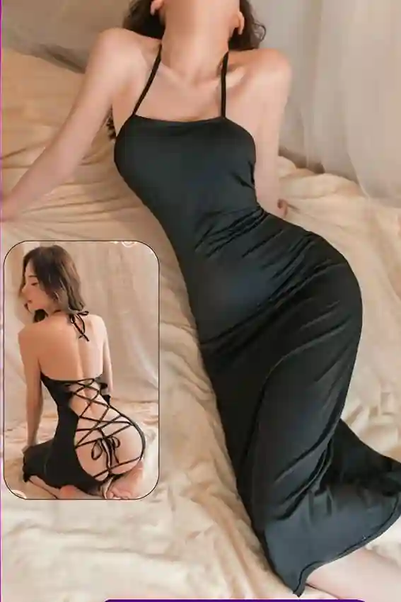 Elegant Black Halter Dress
