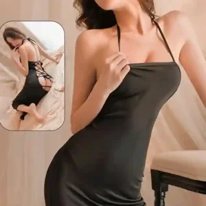 Elegant Black Halter Dress