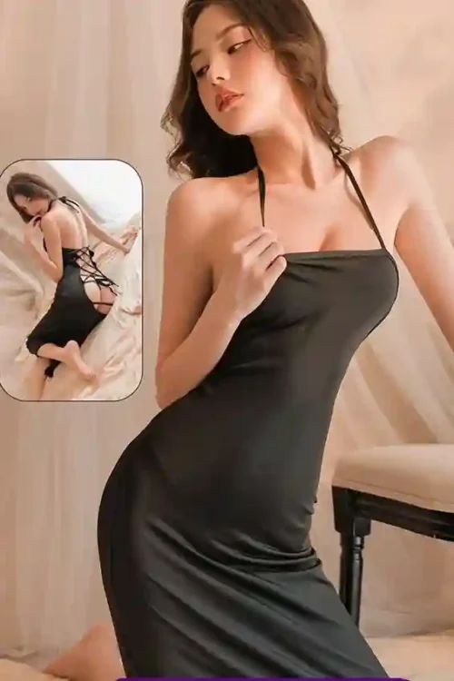 Elegant Black Halter Dress