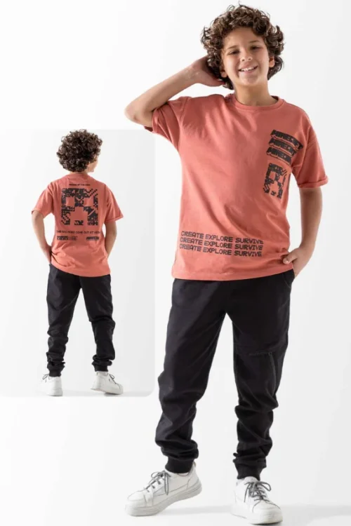 Minecraft Graphic Tee with Black Pants - Image 5
