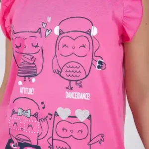 Cute Owl Pattern Short Sleeve Nightgown