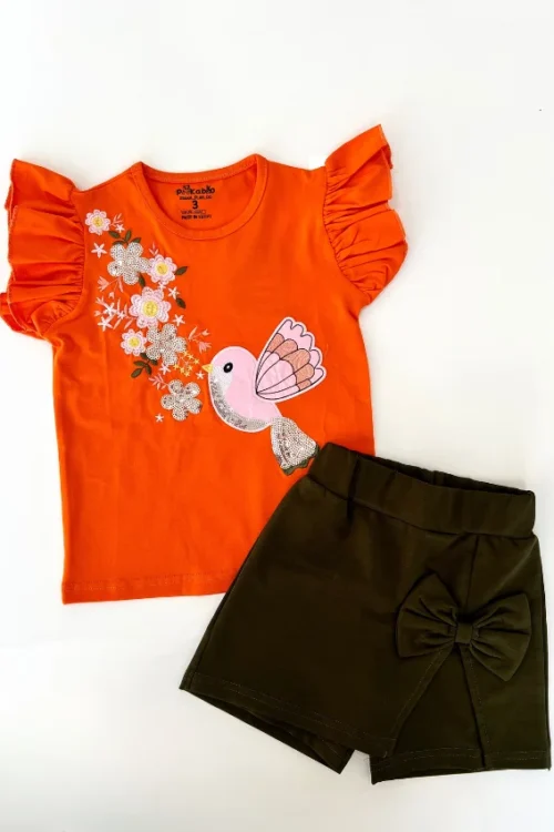 Ruffled Sleeve Floral T-Shirt Set