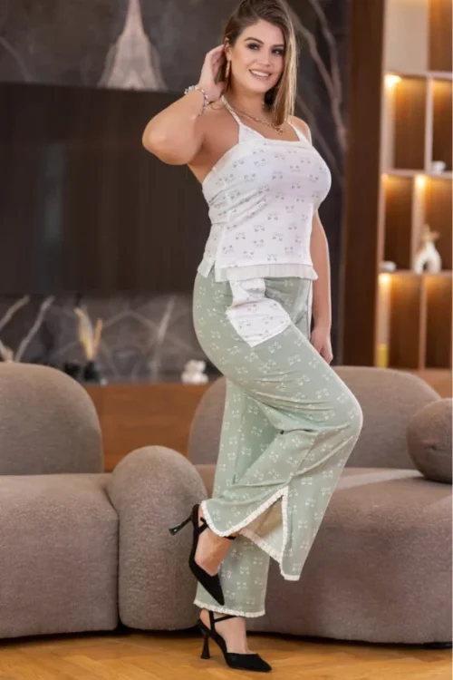 Floral Sleeveless Pajama Set for Women - Image 7