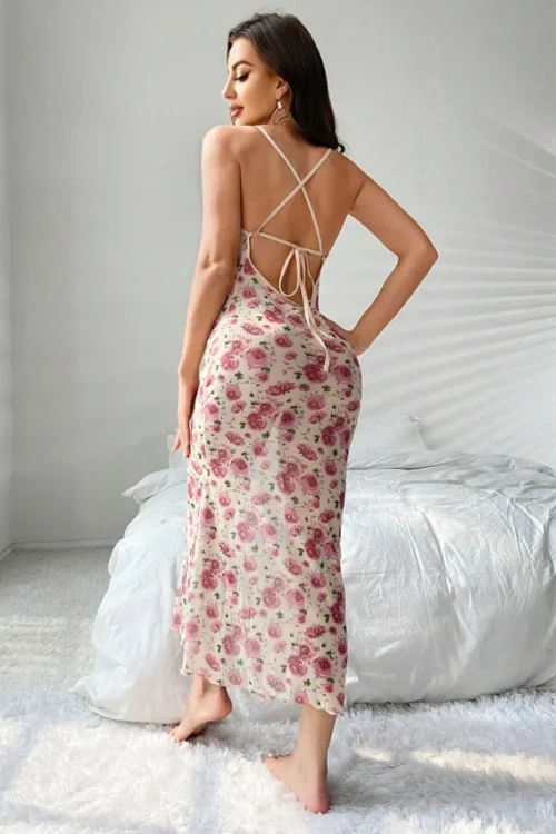 Elegant Floral Sleeveless Maxi Dress - Image 2