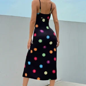Floral Pattern Strappy Midi Dress