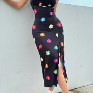 Floral Pattern Strappy Midi Dress