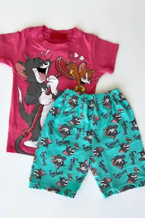 Cartoon Print Short Sleeve Set