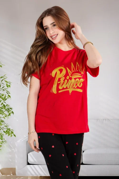Graphic Tee with Polka Dot Pants - Image 2
