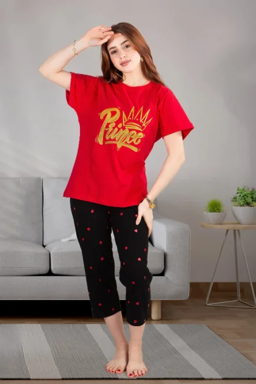 Graphic Tee with Polka Dot Pants