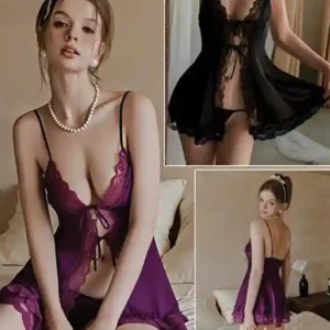 Lace Trim Babydoll Lingerie Set