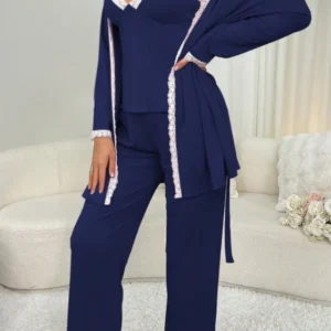 Elegant Lace Trim Pajama Set