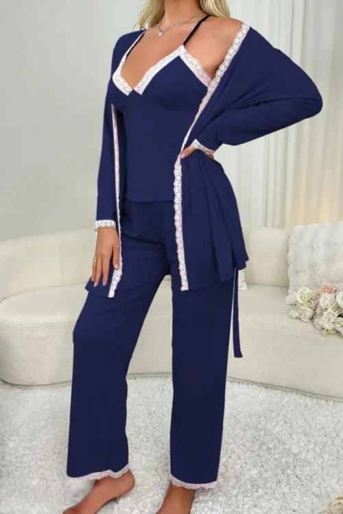Elegant Lace Trim Pajama Set