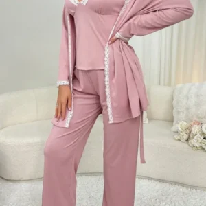 Elegant Lace Trim Pajama Set