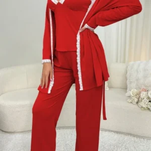 Elegant Lace Trim Pajama Set