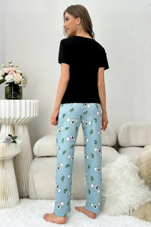 Koala Print Short Sleeve Pajama Set - Image 4