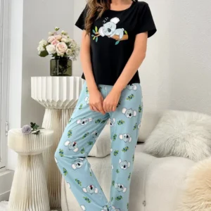 Koala Print Short Sleeve Pajama Set
