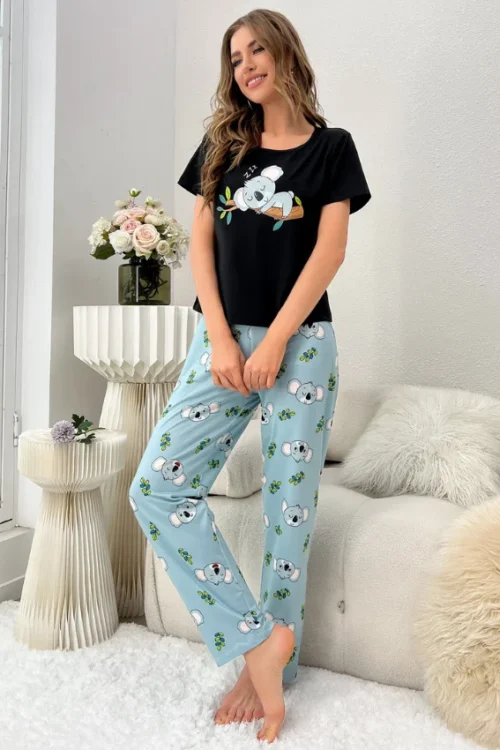 Koala Print Short Sleeve Pajama Set - Image 3