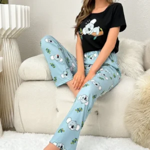 Koala Print Short Sleeve Pajama Set