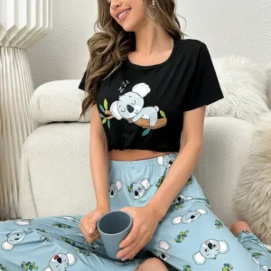 Koala Print Short Sleeve Pajama Set