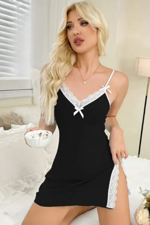 Lace Trim Pink Nightdress - Image 2