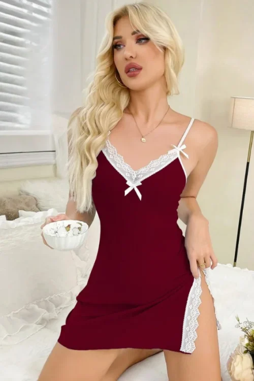 Lace Trim Pink Nightdress - Image 4