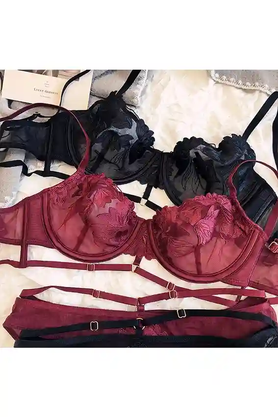 Floral Lace Sheer Lingerie Set