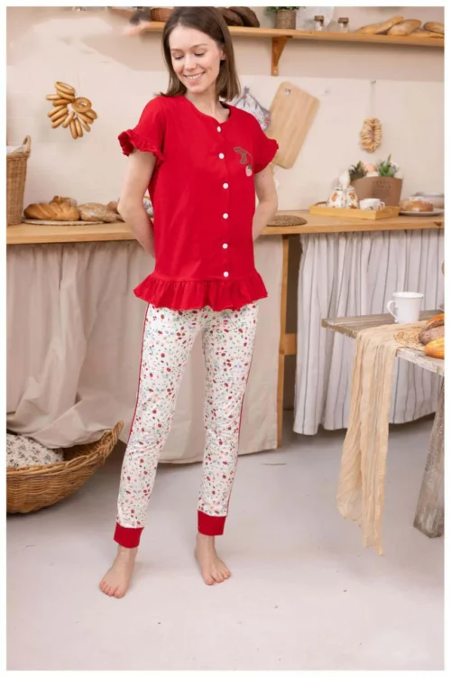 Floral Short Sleeve Pajama Set - Image 5