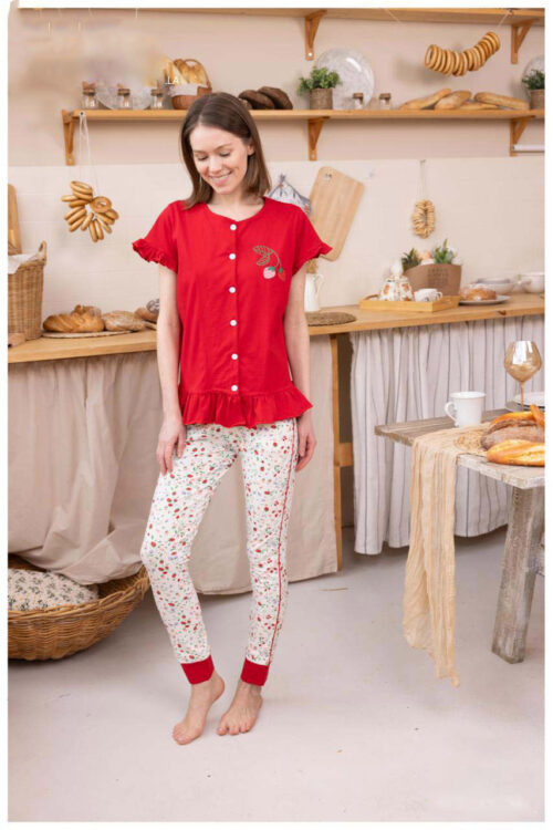 Floral Short Sleeve Pajama Set - Image 10