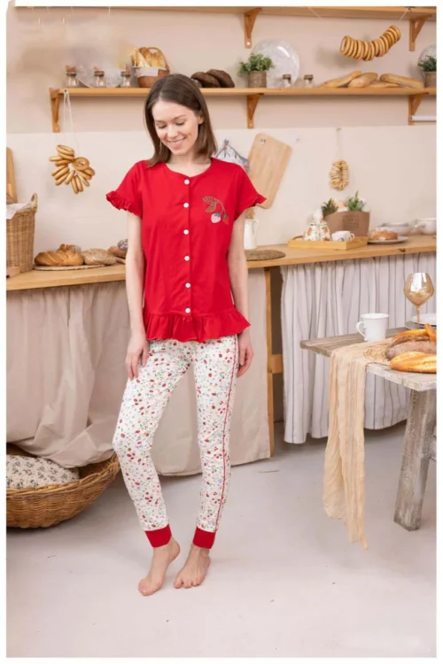 Floral Short Sleeve Pajama Set - Image 4