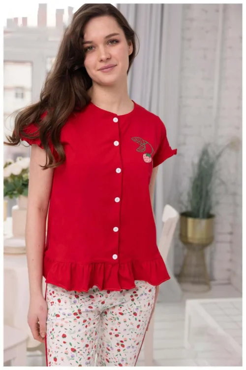 Floral Short Sleeve Pajama Set - Image 2