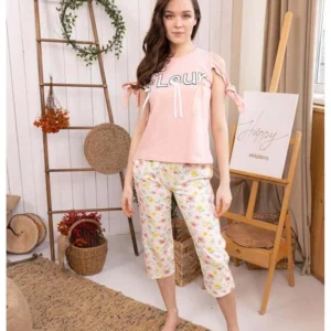 Floral Printed Capris with Bow Sleeves
