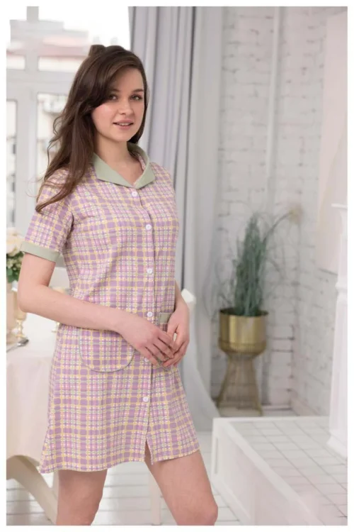 Plaid Short Sleeve Dress - Image 7