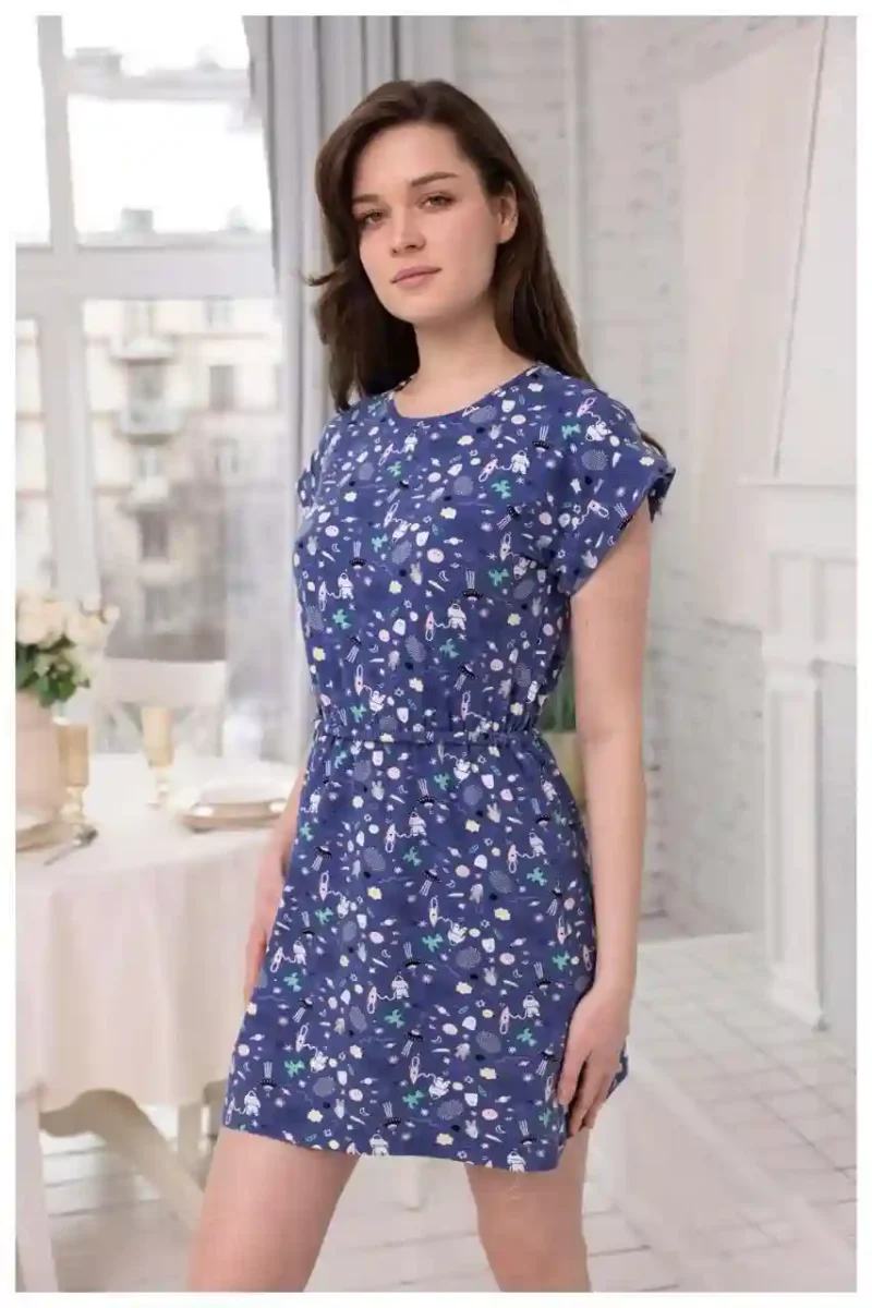 Cute Patterned Short Sleeve Dress