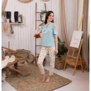 Floral Cold Shoulder Pajama Set