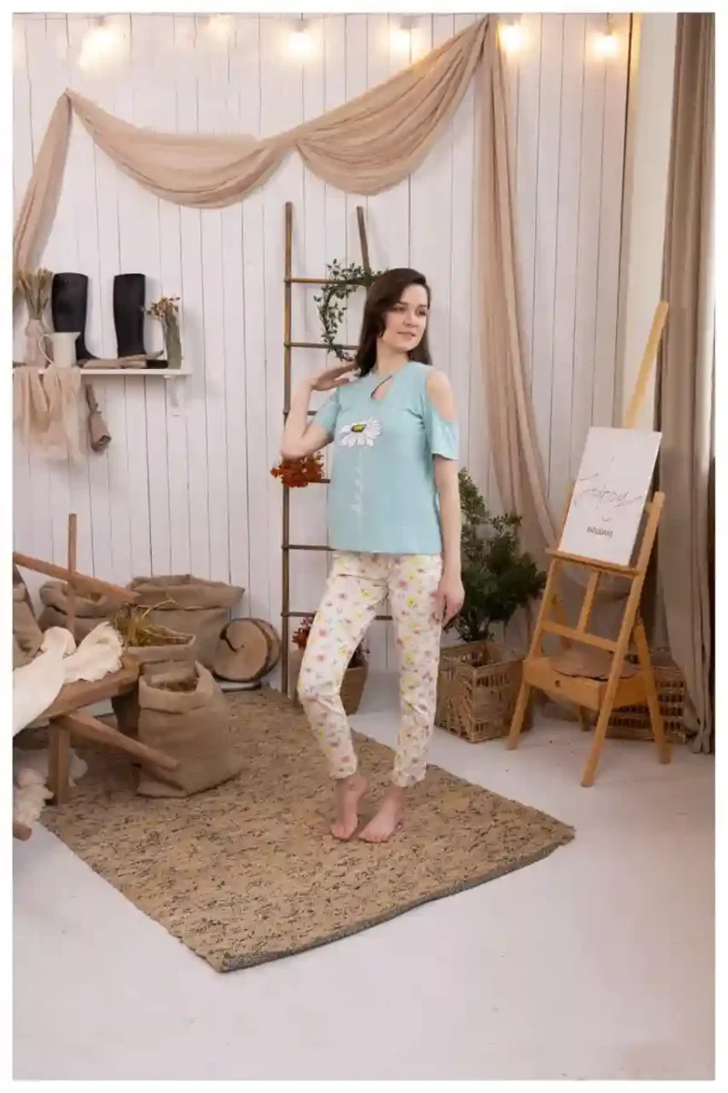 Floral Cold Shoulder Pajama Set
