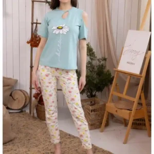 Floral Cold Shoulder Pajama Set