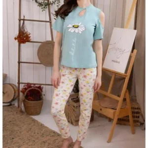 Floral Cold Shoulder Pajama Set