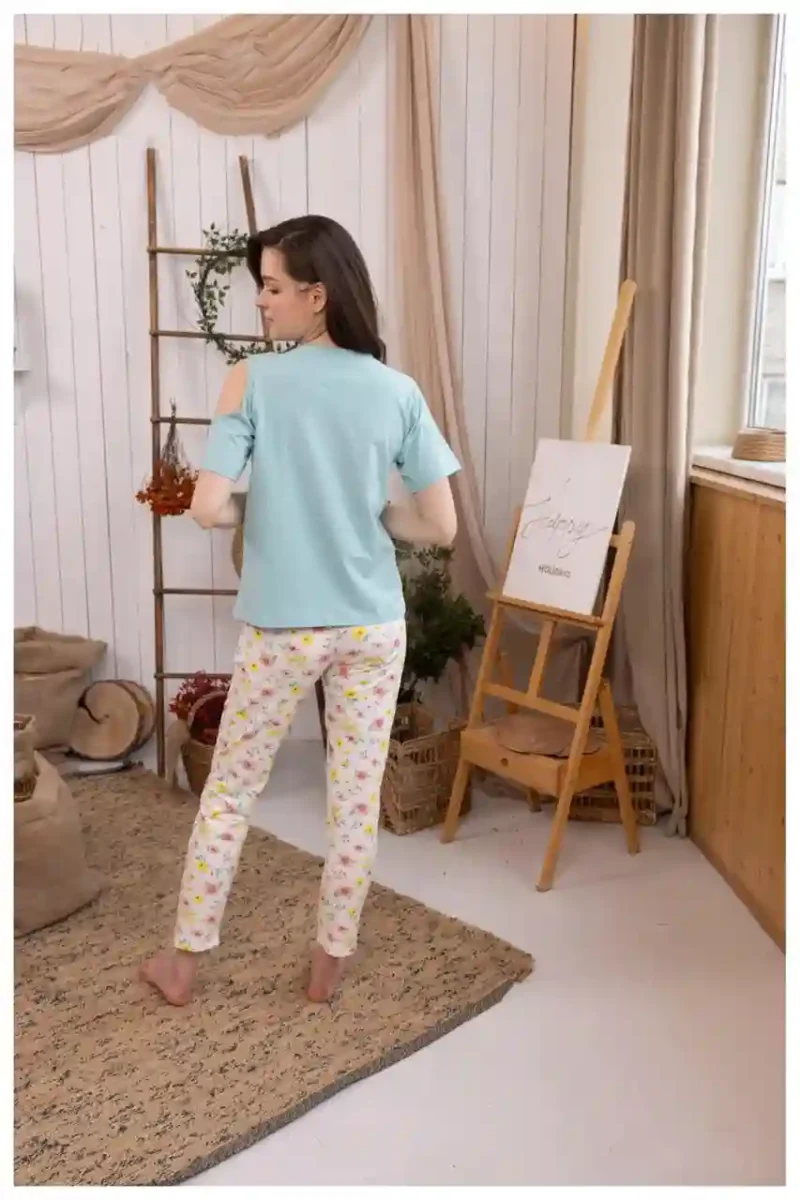 Floral Cold Shoulder Pajama Set