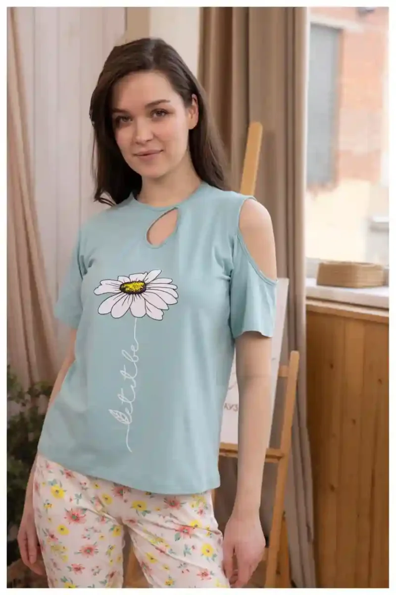 Floral Cold Shoulder Pajama Set