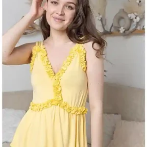 Floral Pattern Leggings with Yellow Sleeveless Top