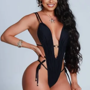 Plunge Cutout One-Piece Lingerie with Ring Detail