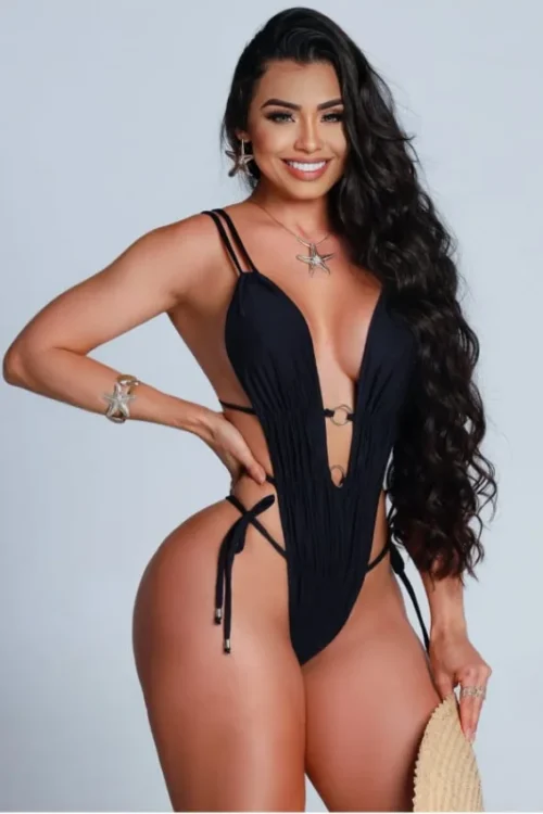 Plunge Cutout One-Piece Lingerie with Ring Detail