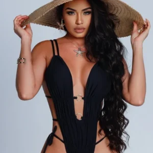 Plunge Cutout One-Piece Lingerie with Ring Detail