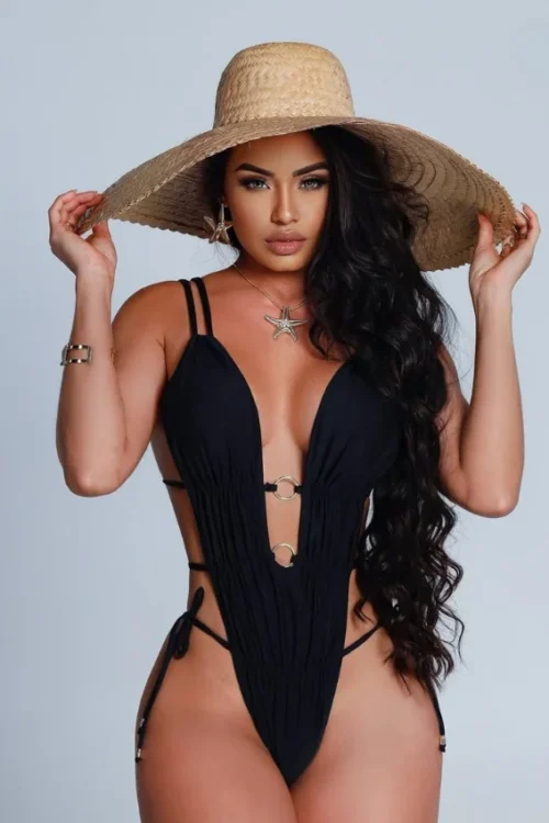 Plunge Cutout One-Piece Lingerie with Ring Detail - Image 3