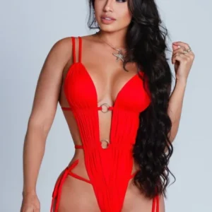 Plunge Cutout One-Piece Lingerie with Ring Detail
