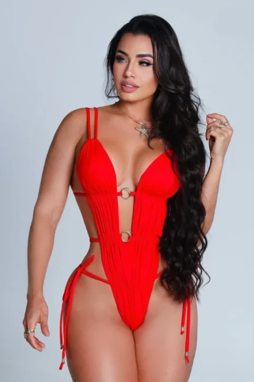 Plunge Cutout One-Piece Lingerie with Ring Detail - Image 6