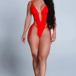 Plunge Cutout One-Piece Lingerie with Ring Detail
