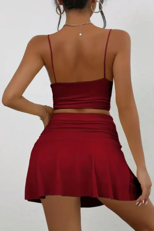 Sleek Sleeveless Crop Top Set - Image 3